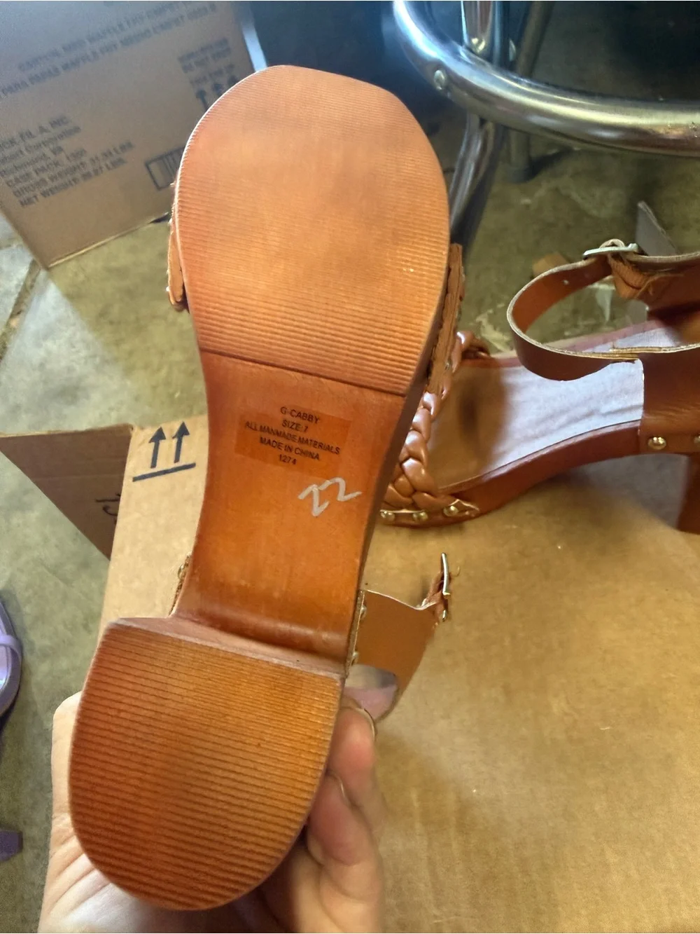 Madden Girl Tan Braided Platform Sandals with Ankle Strap